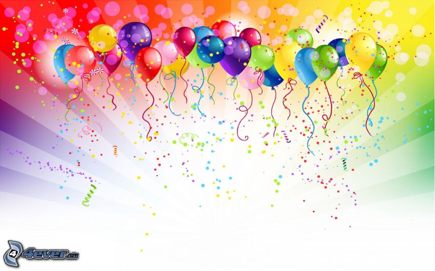 Luftballons, farbiger Hintergrund, farbige Kugeln
