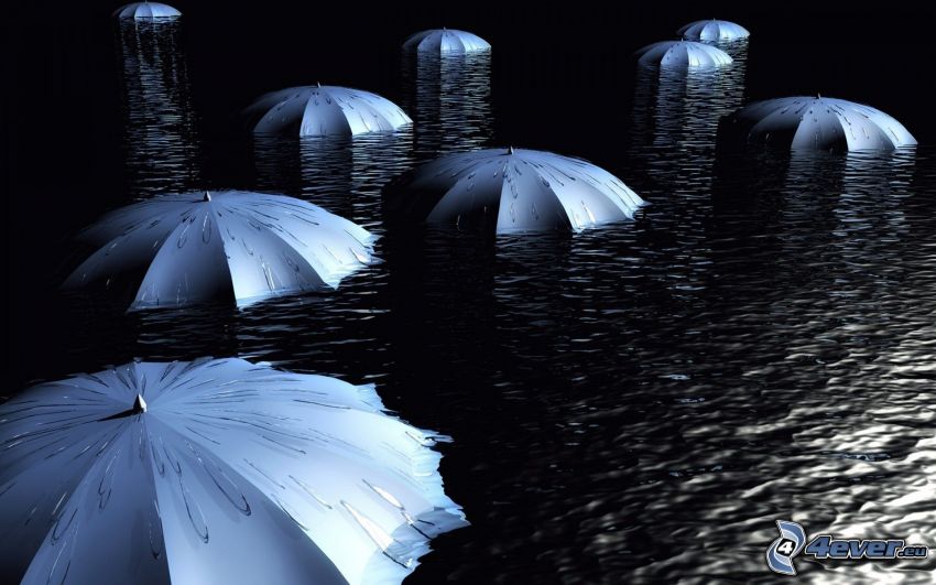 Regenschirme, Wasser