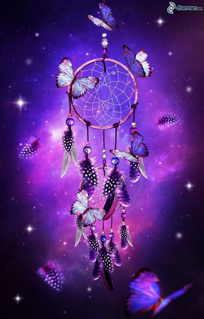 Traumfänger, Schmetterlingen, violett Hintergrund
