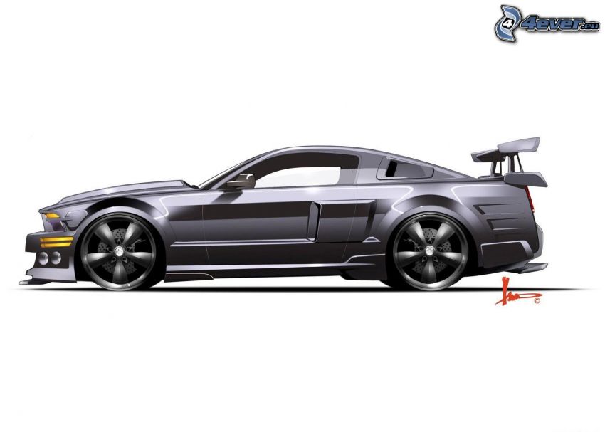 Ford Mustang GT, gezeichnetes Auto