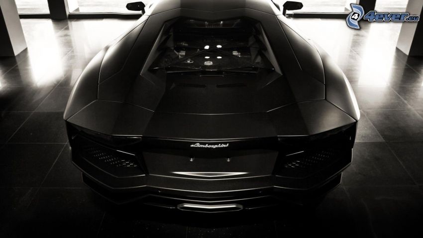 Lamborghini Aventador, schwarzweiß