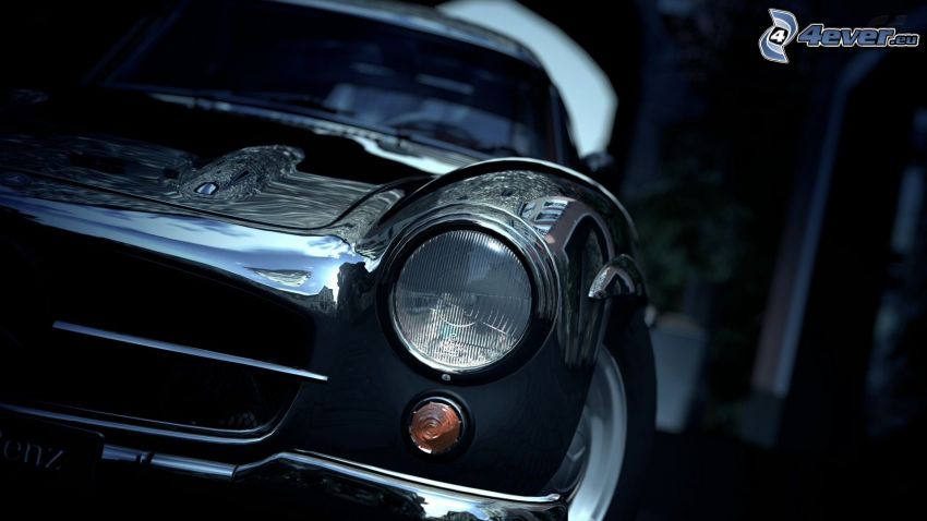 Mercedes-Benz 300SL, Vorderteil, Oldtimer, Reflektor