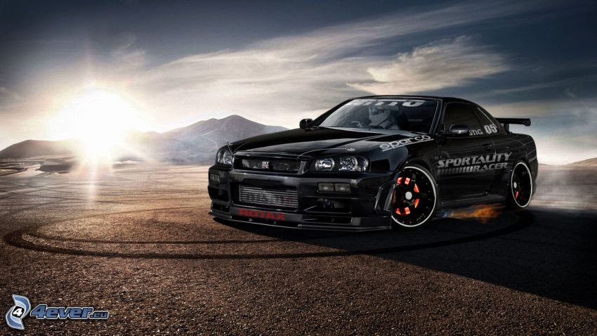 Nissan Skyline, Sonnenuntergang, Driften