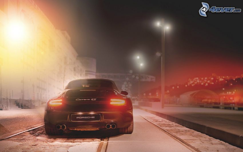 Porsche 911 Carrera 4S, Straßenlampen, Schnee