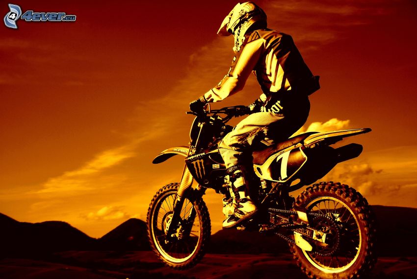motocross, orange Himmel