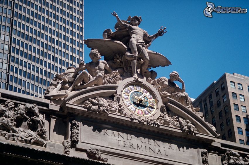 Grand Central Terminal, Statuen, Uhr