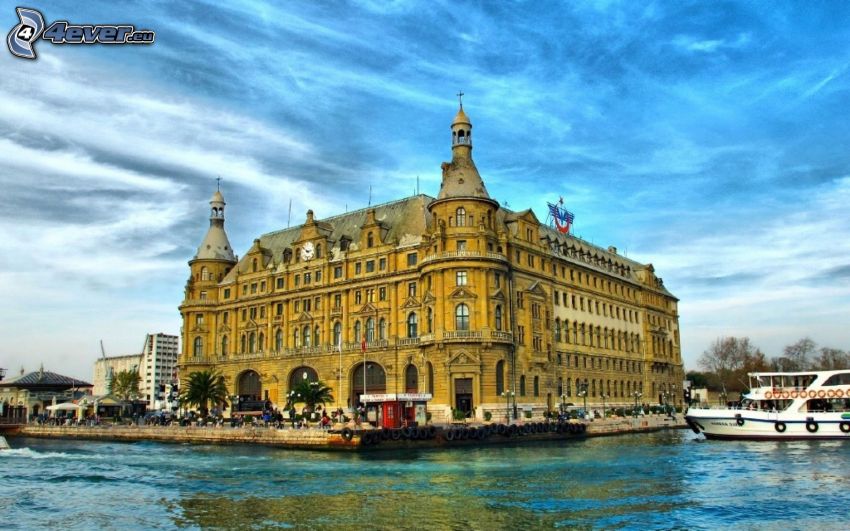 Gebäude, Istanbul, Türkei, Fluss, touristisches Schiff
