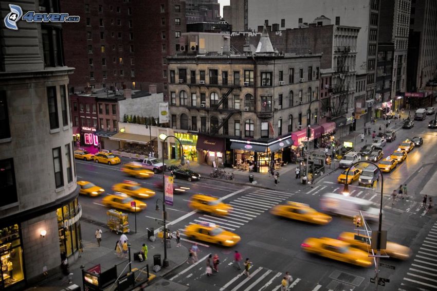 New York, Kreuzung, NYC Taxi