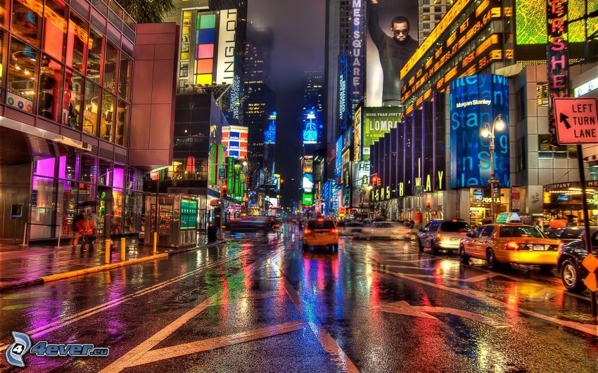 New York, Nachtstadt, NYC Taxi
