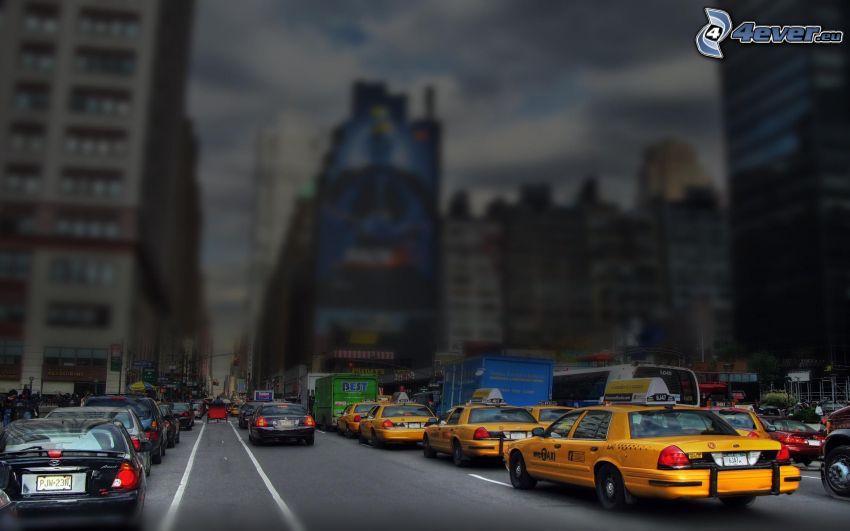 NYC Taxi, abendliche Stadt