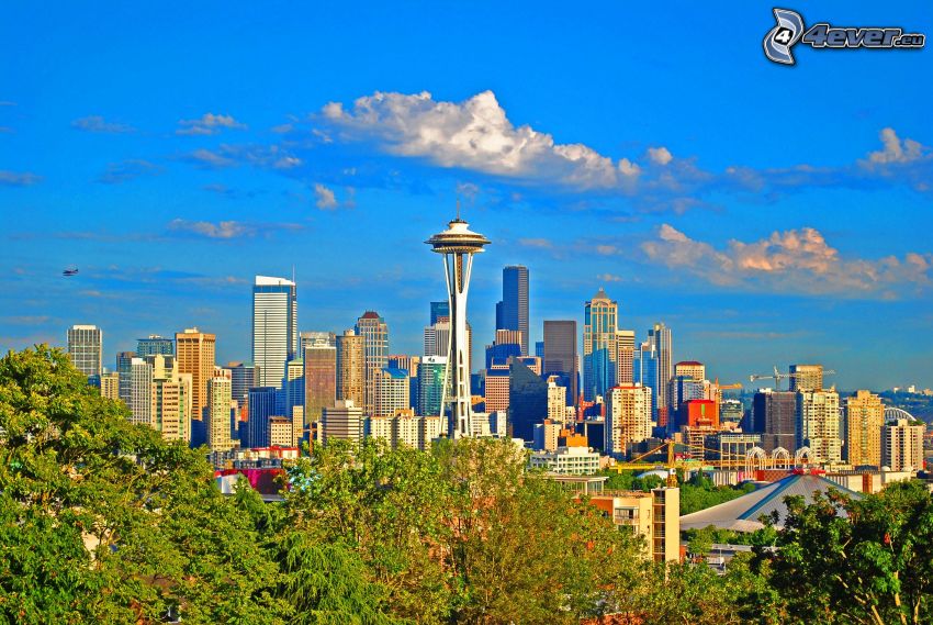 Seattle, Space Needle, Blick auf die Stadt