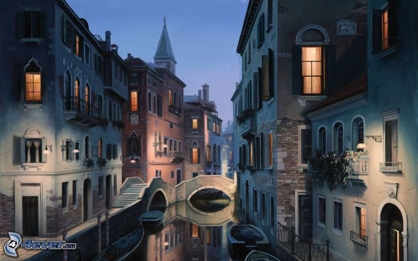 Venedig, Gasse, abendliche Stadt