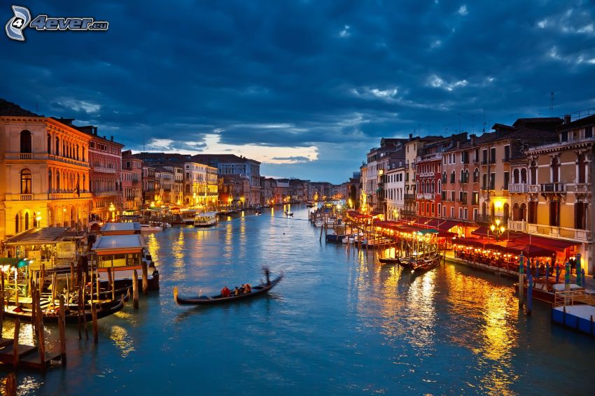 Venedig, Italien, Abend, Beleuchtung, Wolken, HDR