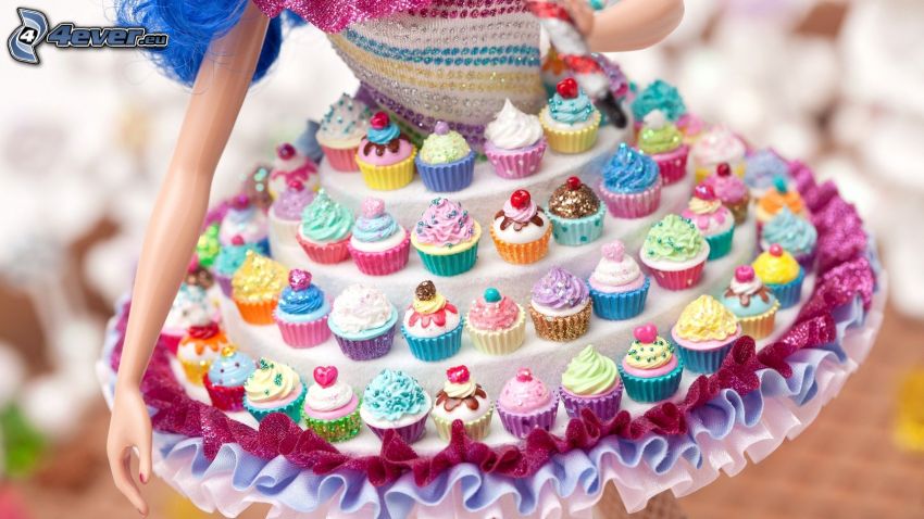 cupcakes, Barbie, Kleid
