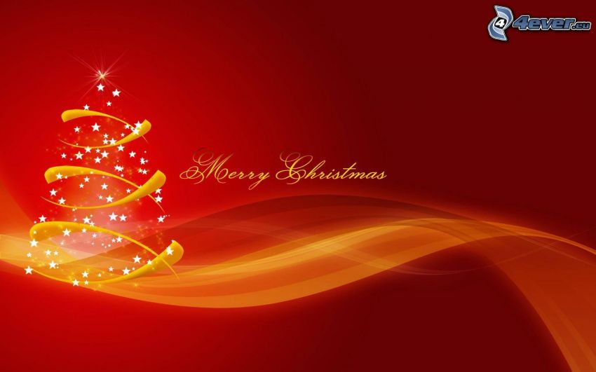 Merry Christmas, Weihnachtsbaum, frohe Weihnachten, roter Hintergrund