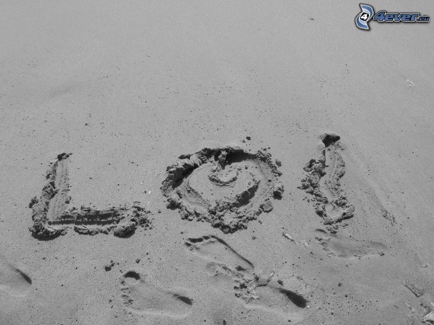 I love you, Liebe, Sand, text