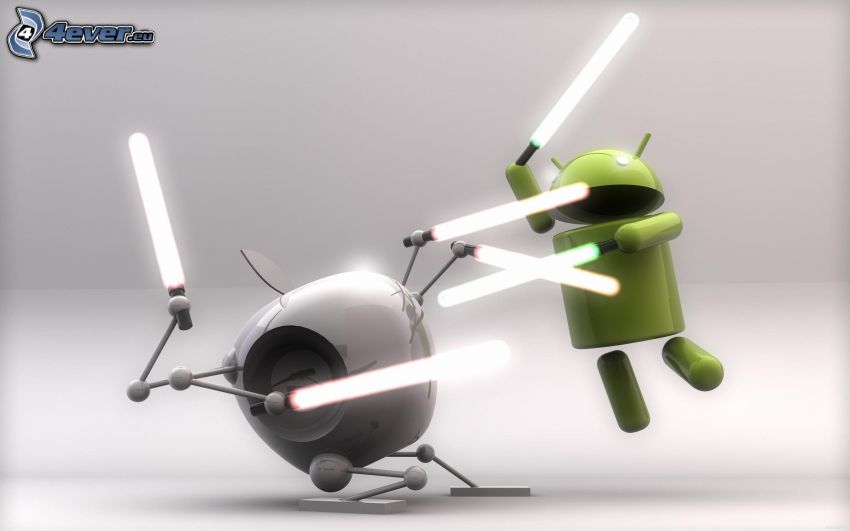 Apple, Android, Lichtschwert, Kampf