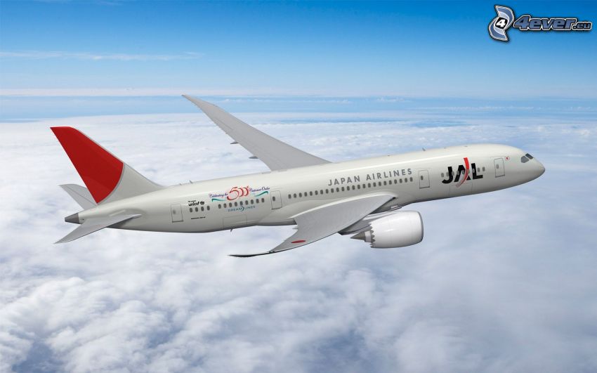 Boeing 787 Dreamliner, Japan Airlines JAL, Wolken, Himmel