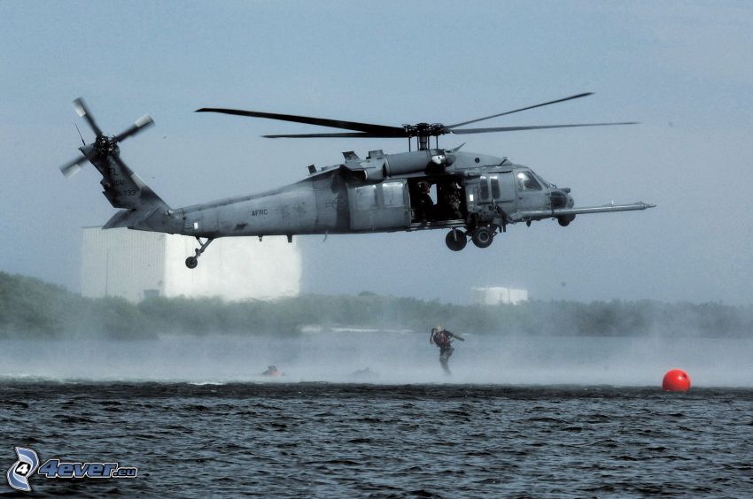 Sikorsky HH-60 Pave Hawk, militärischer Hubschrauber, Abstieg des Hubschraubers
