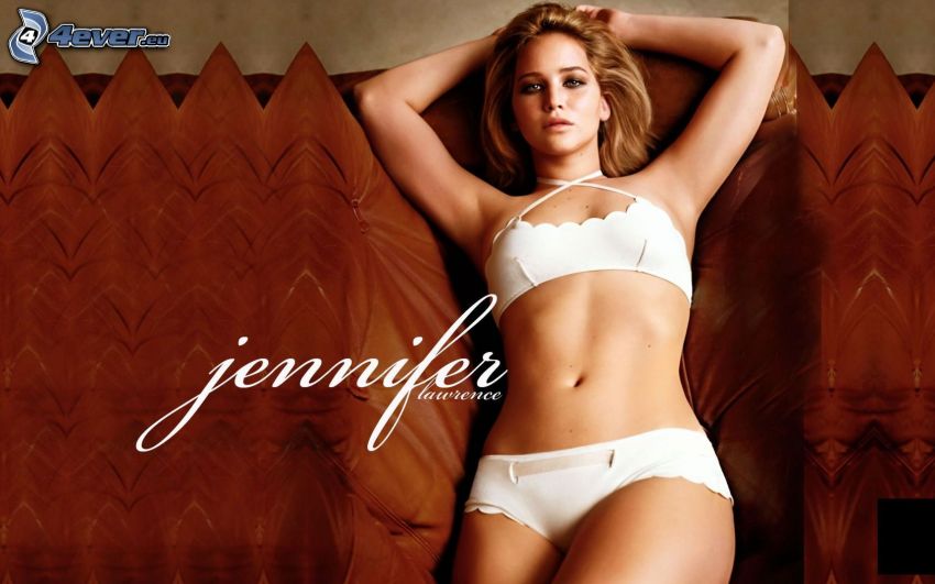 Jennifer Lawrence, weiße Unterwäsche