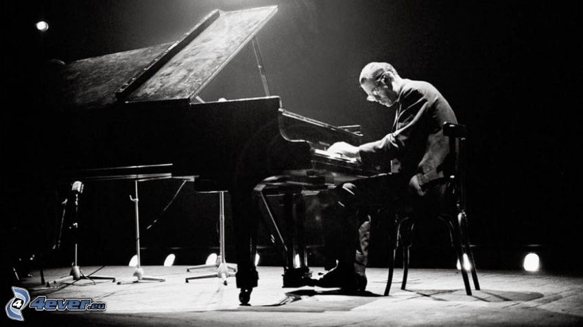 Bill Evans, Pianist, Klavier Spiele, Schwarzweiß Foto