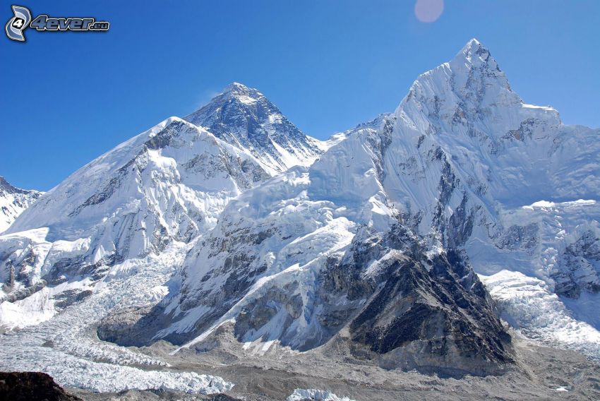 Mount Nuptse, schneebedeckte Berge, Nepal