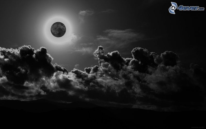 Mond, Wolken, Nacht