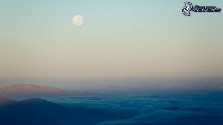 Inversionswetterlage, Berge, Mond