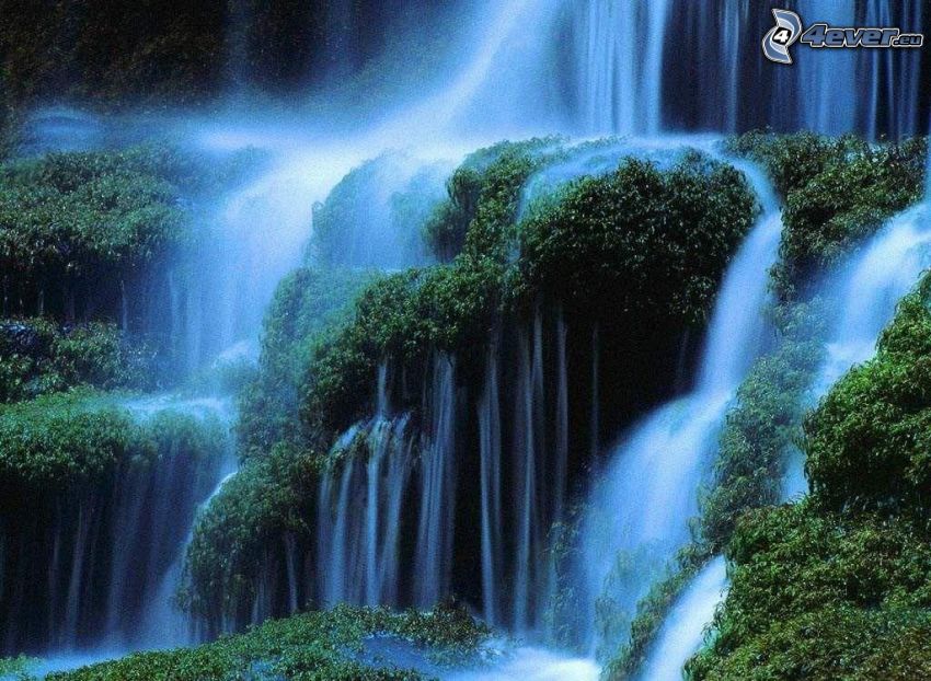 Wasserfall, Wald, Fluss