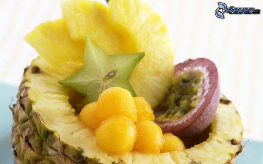 Obst, Ananas, Passionsfrucht, Sternfrucht