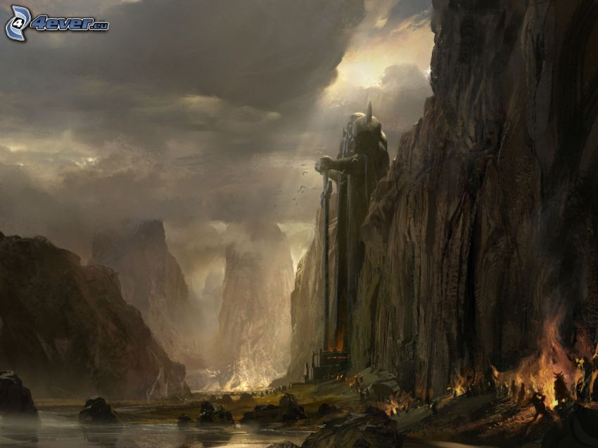 Guild Wars 2, cartoon-Landschaft, felsige Berge
