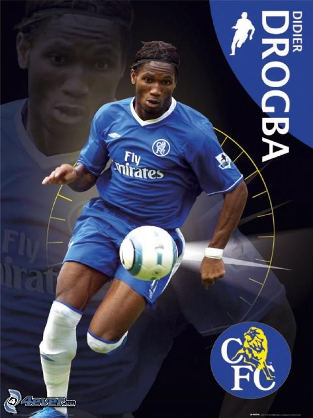 Didier Drogba, Chelsea, Footballspieler mit dem Ball