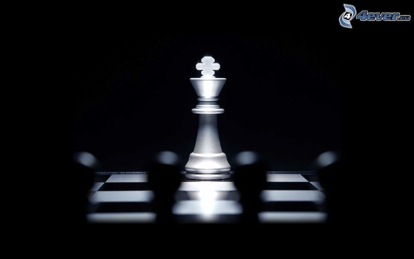 Schachfiguren, Schwarzweiß Foto, König