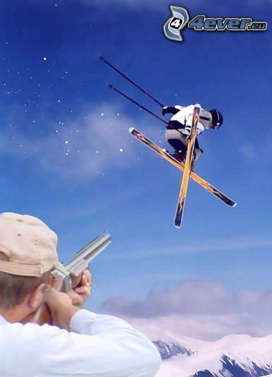 Skisprung, Skifahrer, Waffe