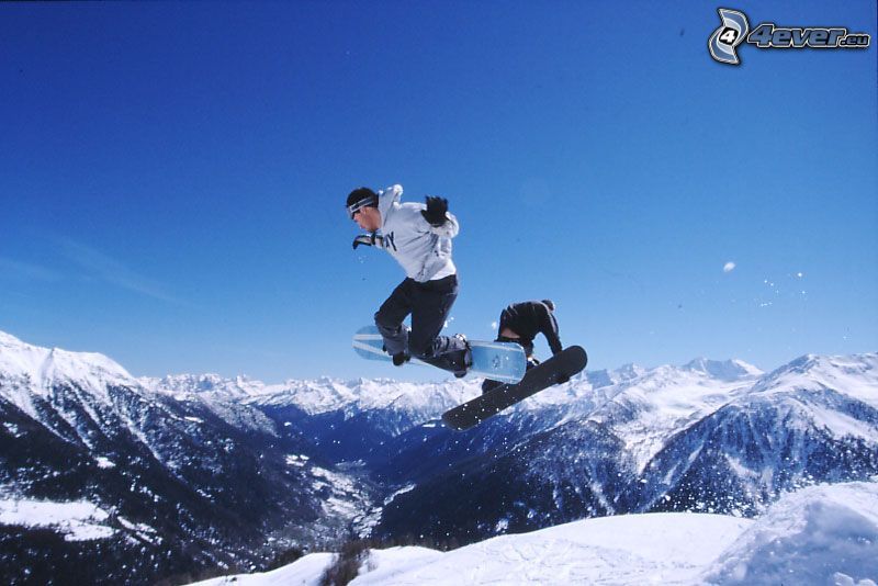Snowboard-Sprung, Adrenalin, Italienische Alpen, Schnee