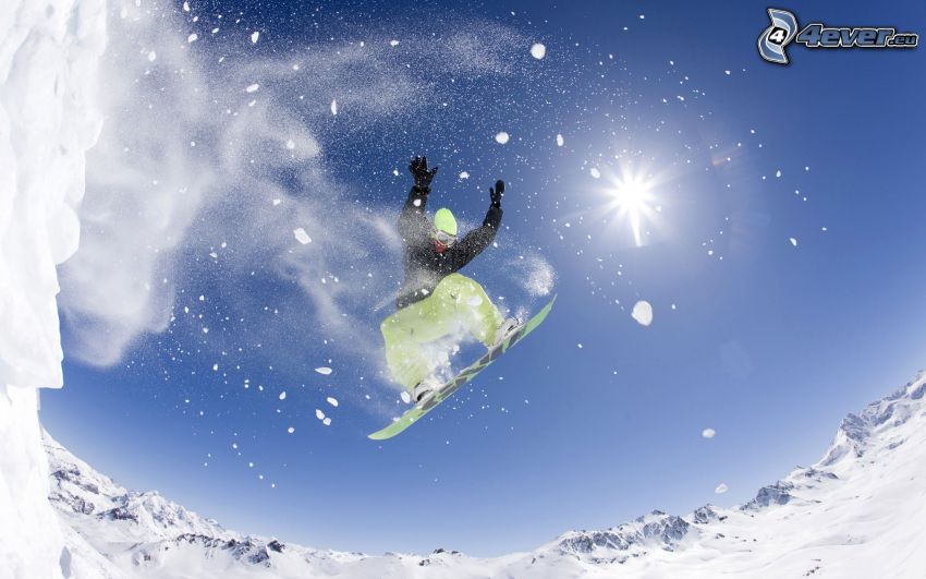 Snowboard-Sprung, Schnee