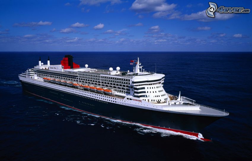 Queen Mary 2, Luxus-Schiff, offenes Meer