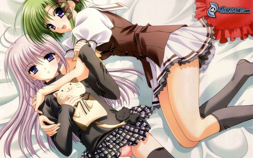Anime Mädchen, Anime Mädchen auf dem Bett