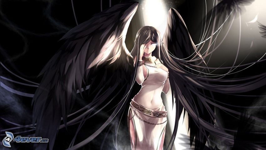 Anime Mädchen, dunkler Engel
