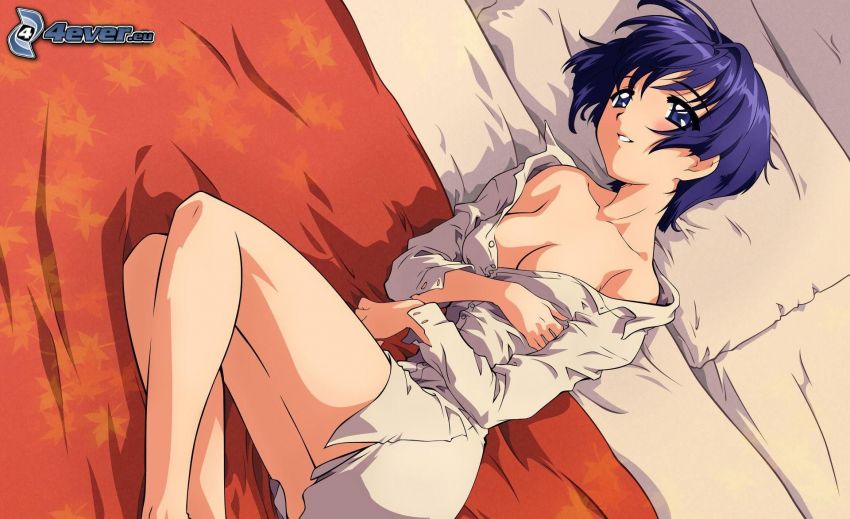 Anime Mädchen, Mädchen auf dem Bett