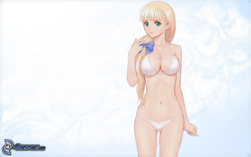 Anime Mädchen, weißer Bikini