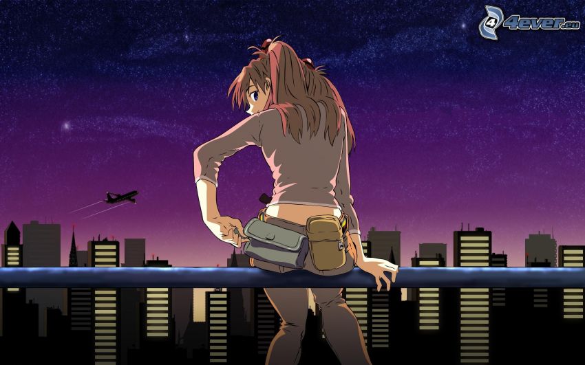 Anime Mädchen am Geländer