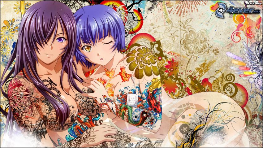 gezeichnetes Paar, Anime Mädchen