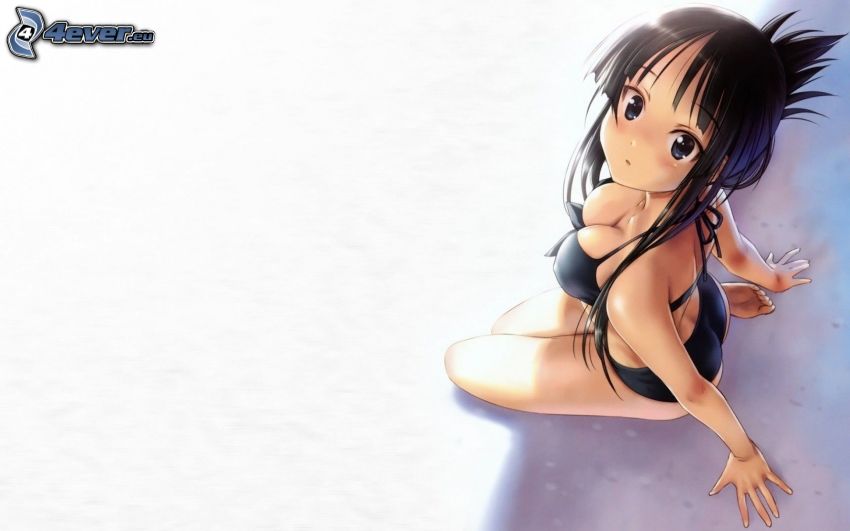 sexy anime Mädchen, schwarze Unterwäsche