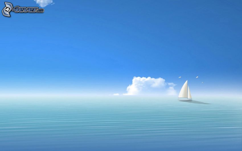 Boot auf dem Meer, Wolke