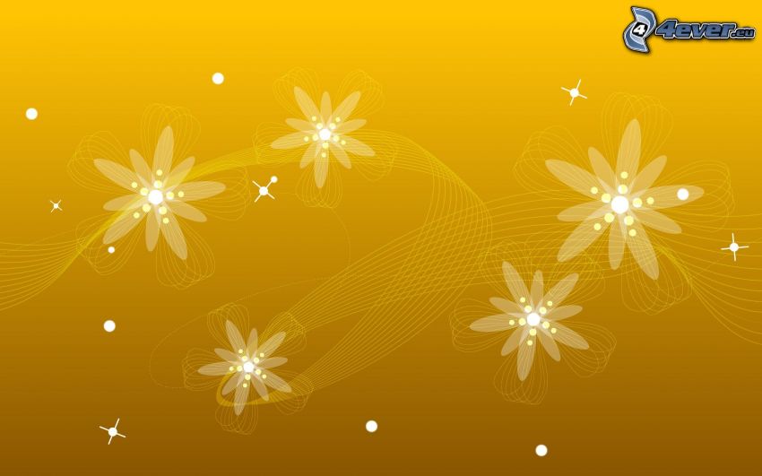 digitale Blumen, gelber Hintergrund