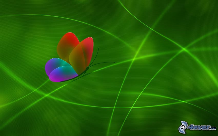 digitaler Schmetterling, grüne Linien