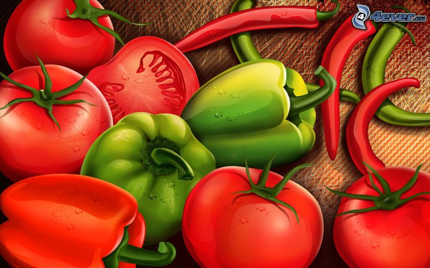 Gemüse, Paprika, Tomaten
