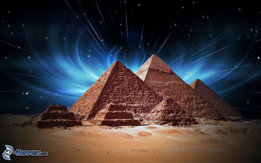 Pyramiden von Gizeh, Ägypten, Nachthimmel