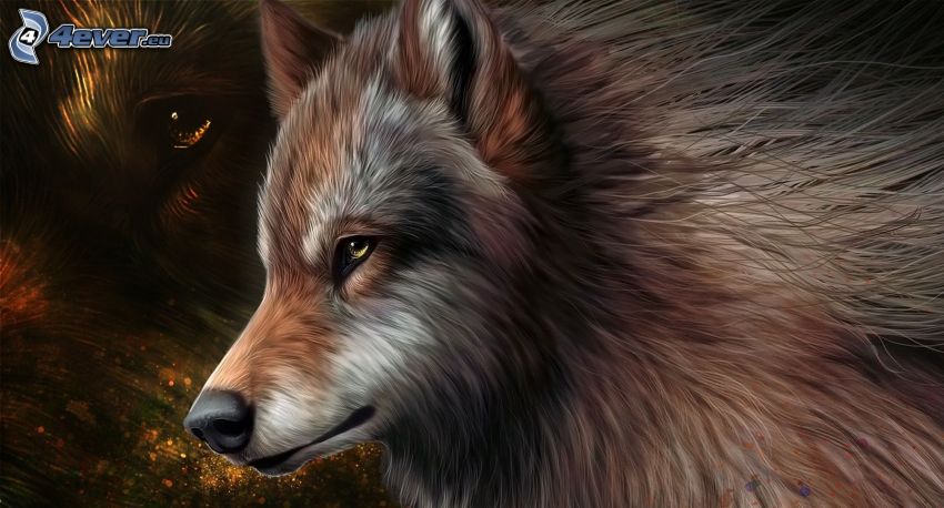 gezeichneter Wolf